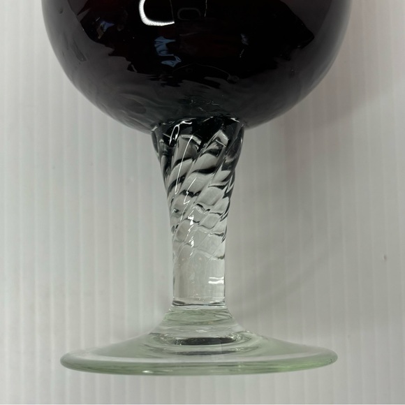 Vintage Empoli Italian Art Glass Optic Vase Amber Clear Twisted Pedestal 10" - Picture 4 of 6